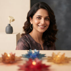 Lotus Reflection Diya(Pack of 12) - editorial-used-by